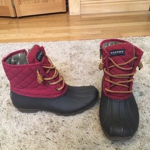 Red Saltwater Quilted Duck Boots